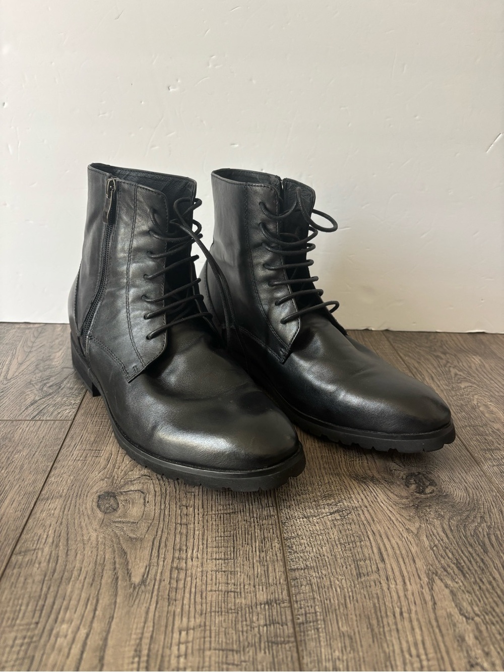 Chamaripa height increasing elevatorBlack Leather Lace-Up Ankle Boots sz 40